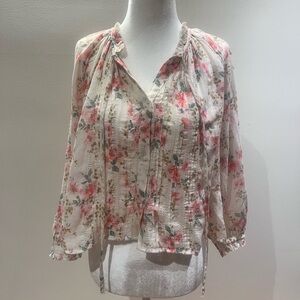 THE GREAT The Valley Top in Pink Sweet Pea Floral, size 0